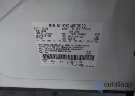 2016 Ford Edge Titanium из США, поврежденный, VIN 2FMPK3K90GBB43914